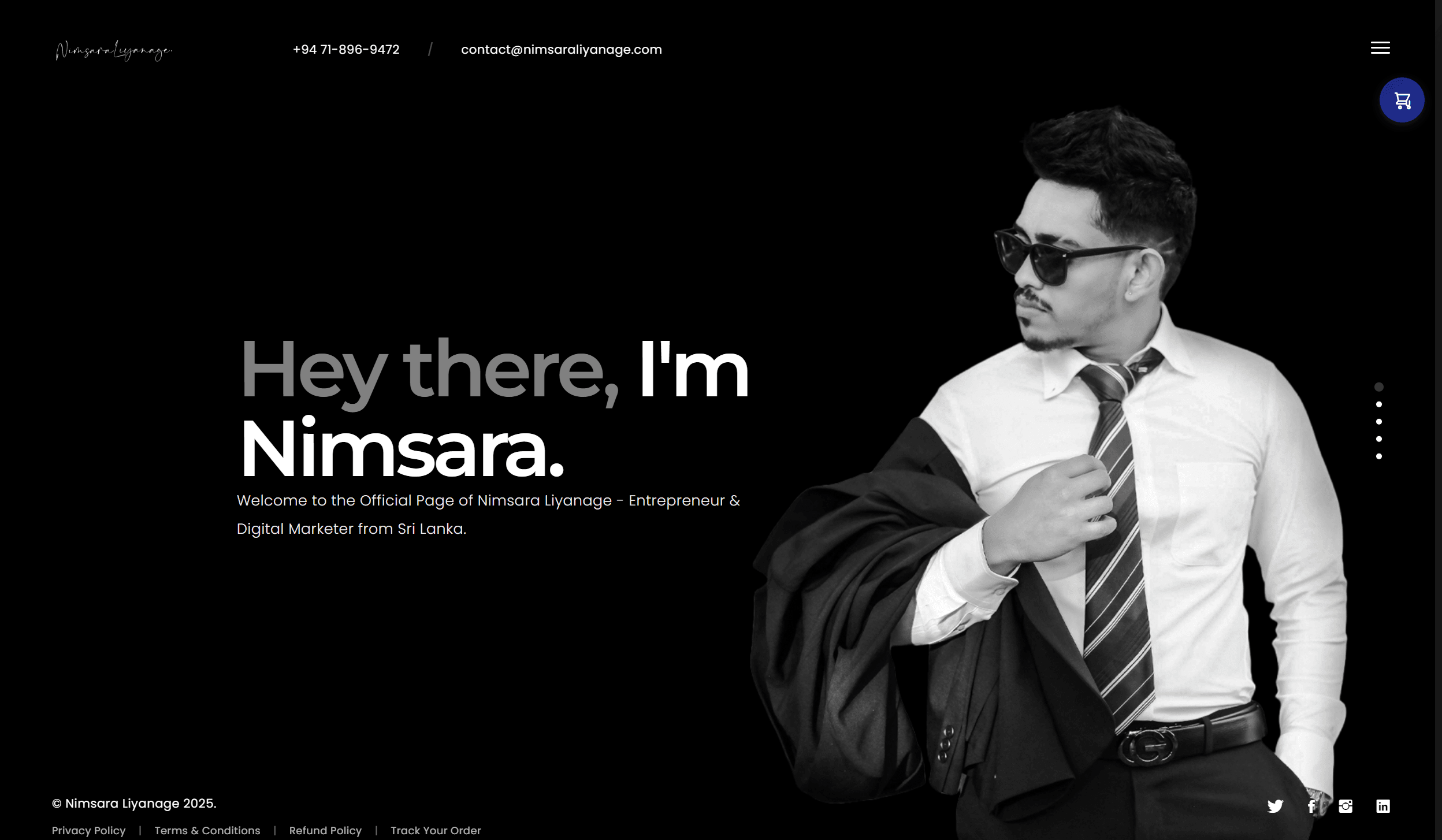 NIMSARALIYANAGE.COMの画面